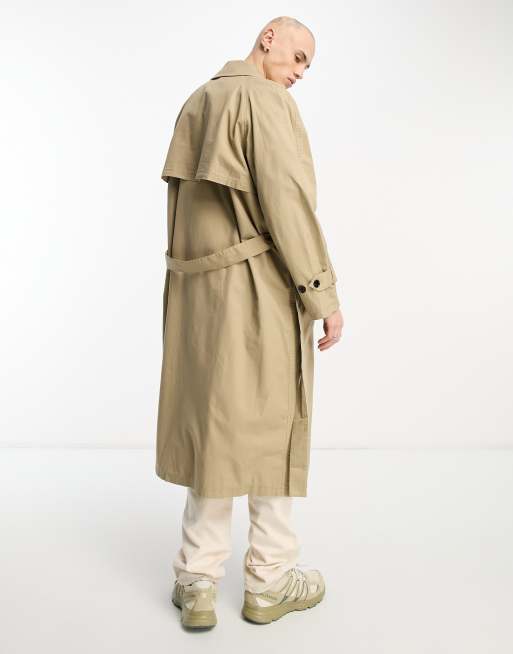 Weekday Jeremy belted trench coat in beige | ASOS