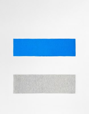 Weekday Weekday jersey headband 2-pack in grey melange & blue