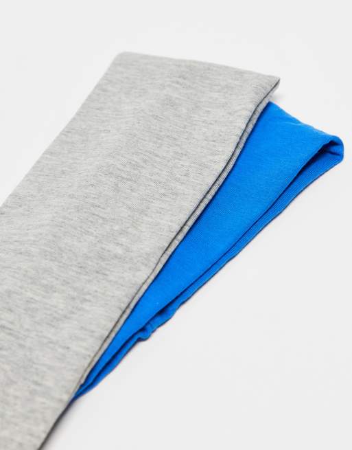 Weekday jersey headband 2-pack in grey melange & blue, 3 of 3