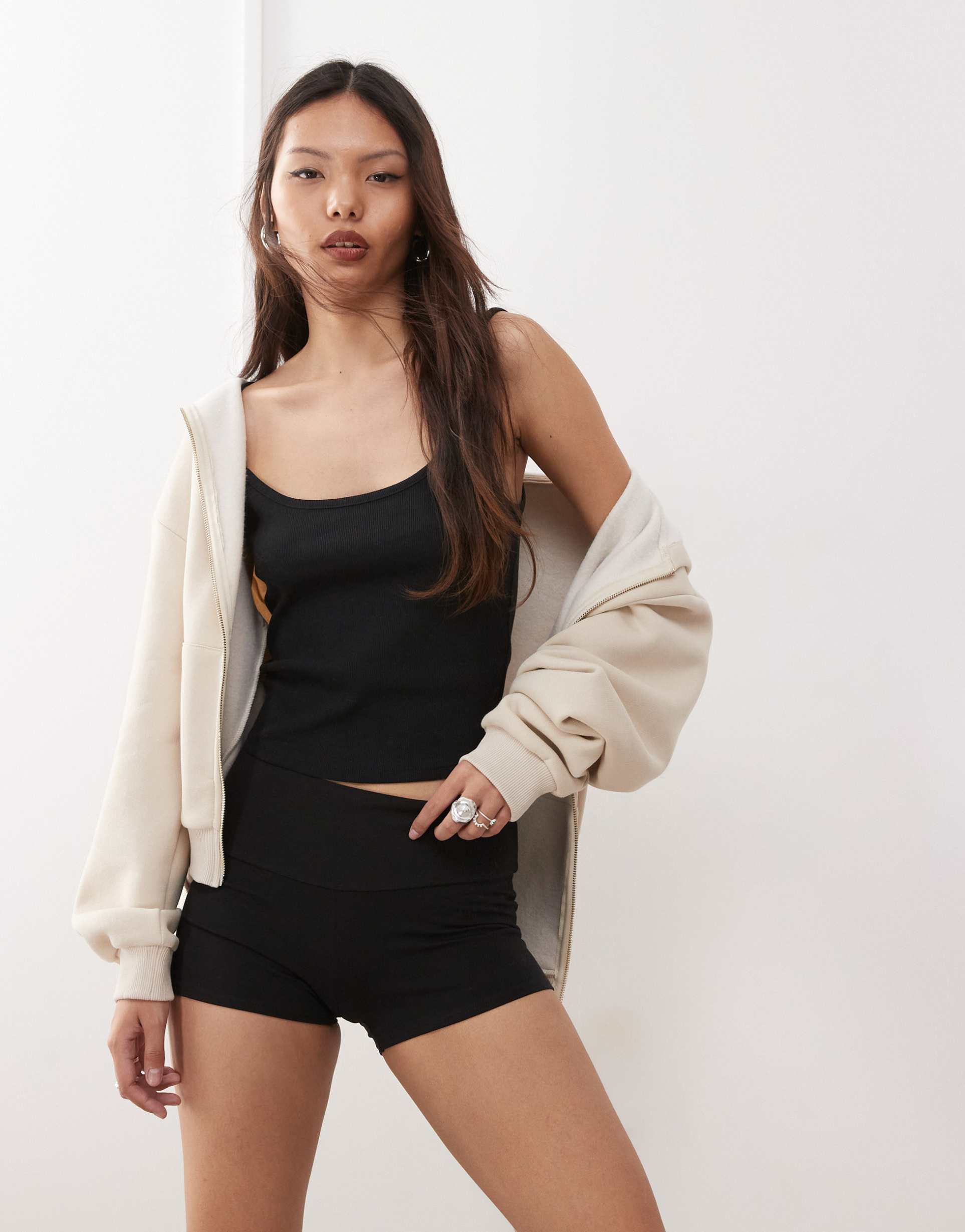 weekday jersey hot pants in black
