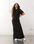 [Weekday] Weekday jersey maxi dress with ruched side detail in black XS Black