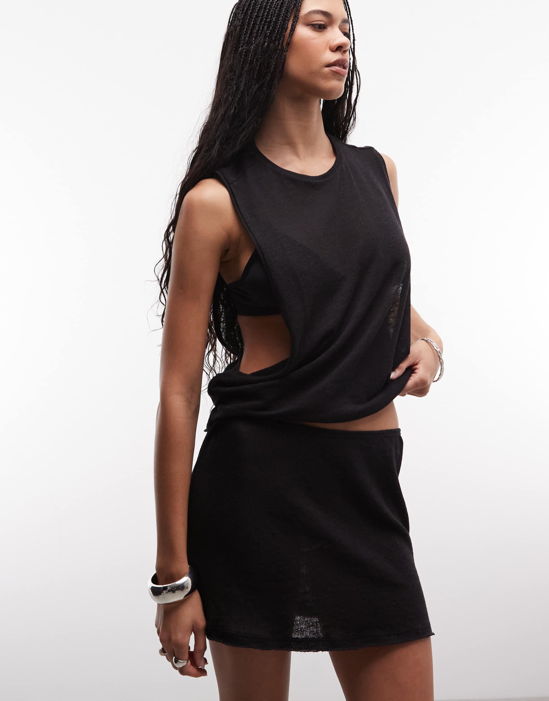 weekday jersey mini skirt in black - part of a set