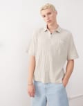 [Weekday] Weekday jersey rib shirt in beige-Neutral S Beige