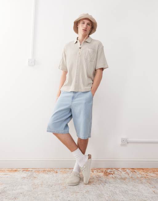 Weekday jersey rib shirt in beige, 2 of 4