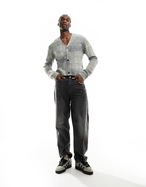 Weekday - Jesper - Cardigan in misto lana grigio in filato effetto sfumato