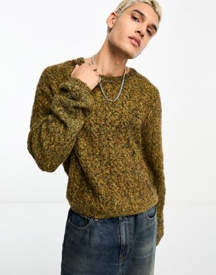 Weekday Jesper wool blend cable knit jumper in green - ASOS Price Checker