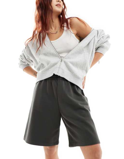 Weekday - Jet - Short long et ample en jersey - Noir délavé