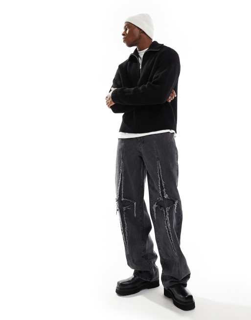 oversized heavyweight zip hoodie - Black | Weekday DK