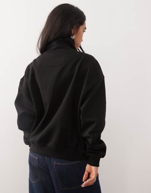 Weekday – Jodi – Sweatshirt in gebrochenem Schwarz mit Stehkragen und durchgehendem Reißverschluss, 4 von 4