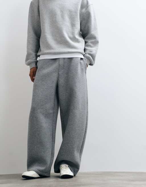 Weekday jogger de tejido tipo scuba, corte barrel, con bajo elástico en gris jaspeado, 2 de 5