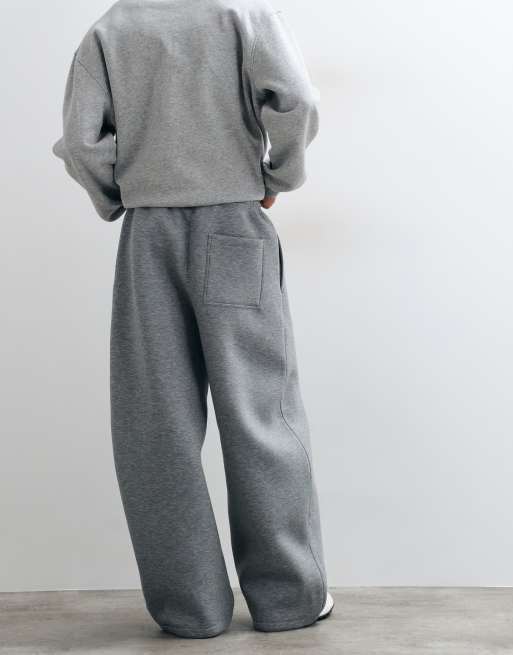 Weekday jogger de tejido tipo scuba, corte barrel, con bajo elástico en gris jaspeado, 5 de 5