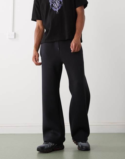 Weekday - Joggers a fondo ampio blu navy scuro in tessuto effetto scuba, 2 di 5