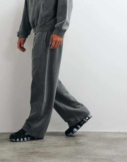 Weekday joggers a gamba ampia in jersey pesante in coordinato grigio slavato, 2 di 5