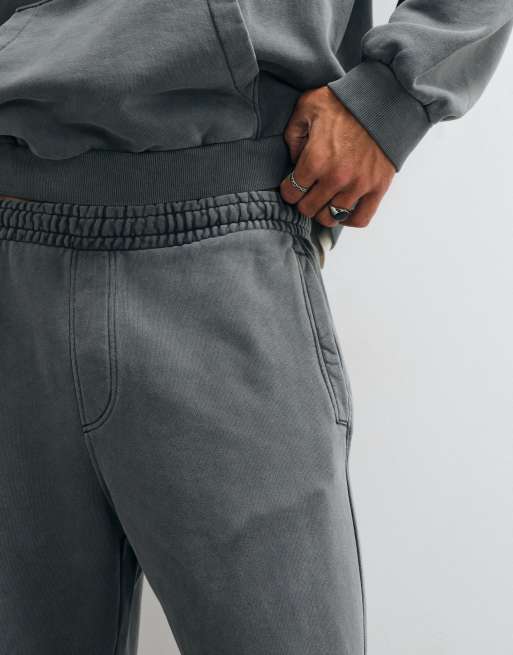Weekday joggers a gamba ampia in jersey pesante in coordinato grigio slavato, 5 di 5