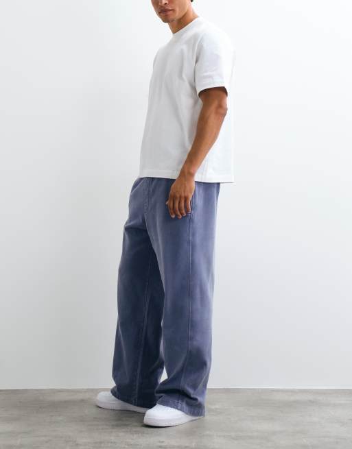 Weekday joggingbroek met wijde pijpen in gewassen blauw, 5 van 5