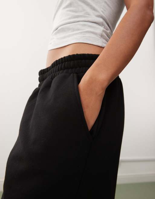 Weekday - Joggingbroek van zware jersey met wijde pijpen in zwart, 2 van 5