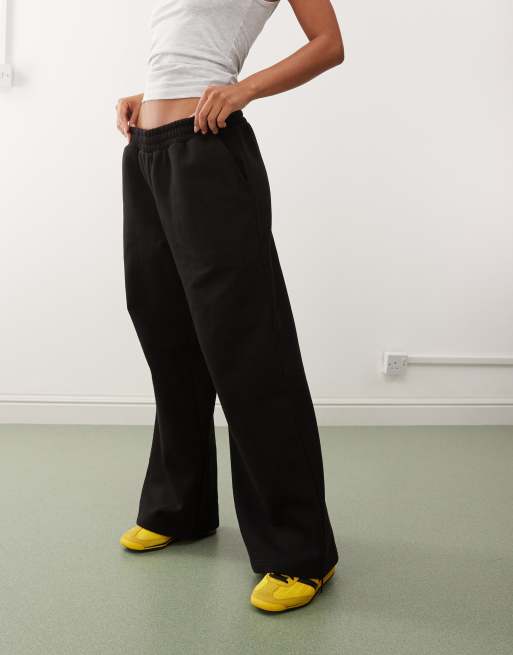 Weekday - Joggingbroek van zware jersey met wijde pijpen in zwart, 3 van 5