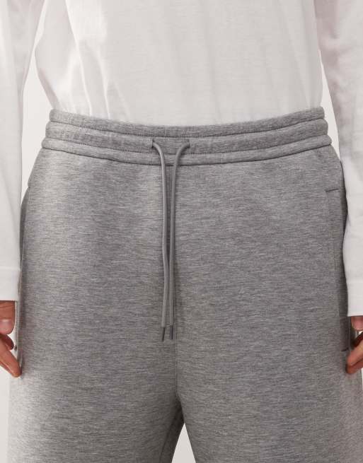 Weekday – Jogginghose in grau meliert mit weitem Bein, aus Stoff in Neoprenoptik, 4 von 5