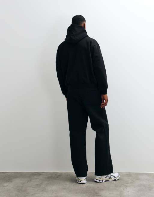 Weekday – Jogginghose in Schwarz mit weitem Bein, aus Stoff in Neoprenoptik, 5 von 5