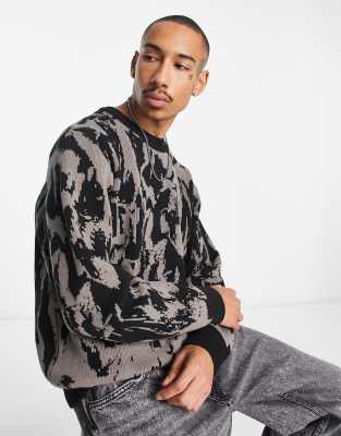 Weekday johan jacquard print sweater in green - ASOS Price Checker