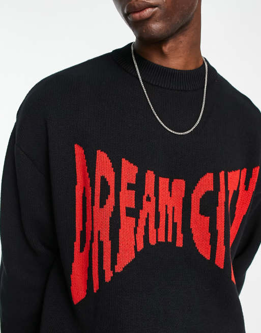 Weekday John jacquard print sweater in black ASOS