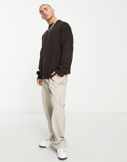 Weekday John oversized jumper in dark brown ASOS