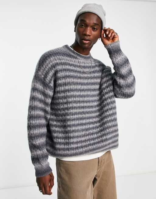 Grey and black striped jumper sale