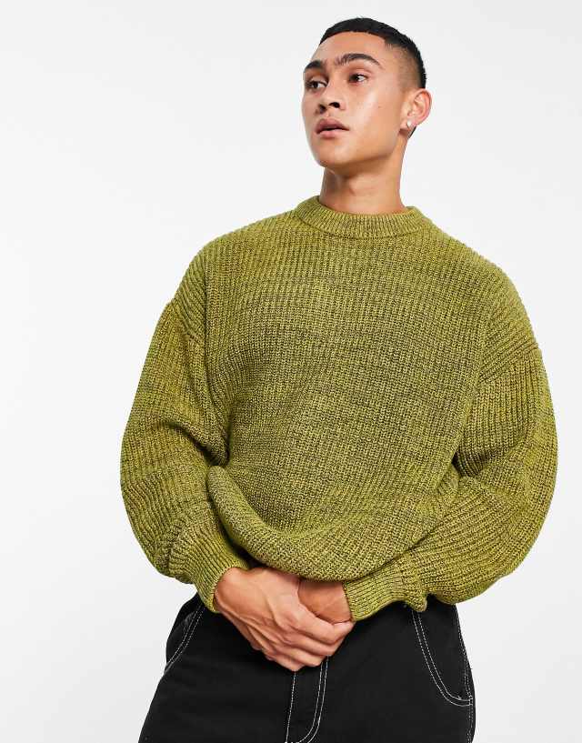 Weekday john oversized sweater in green space dye