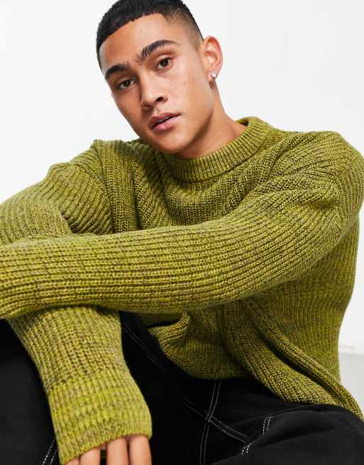 Weekday john oversized sweater in green space dye