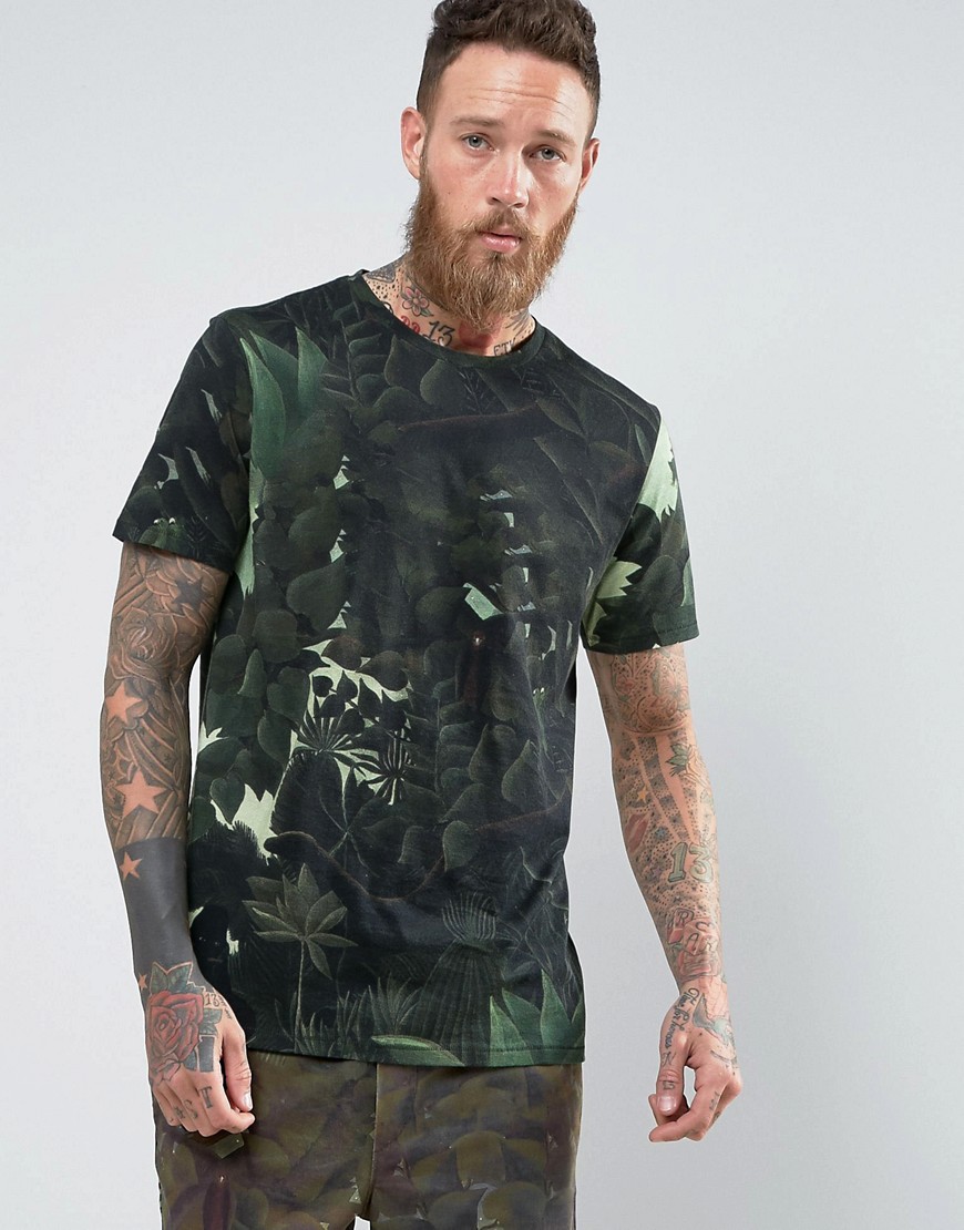 Weekday Johnston Rouss T-Shirt Jungle Print-Green