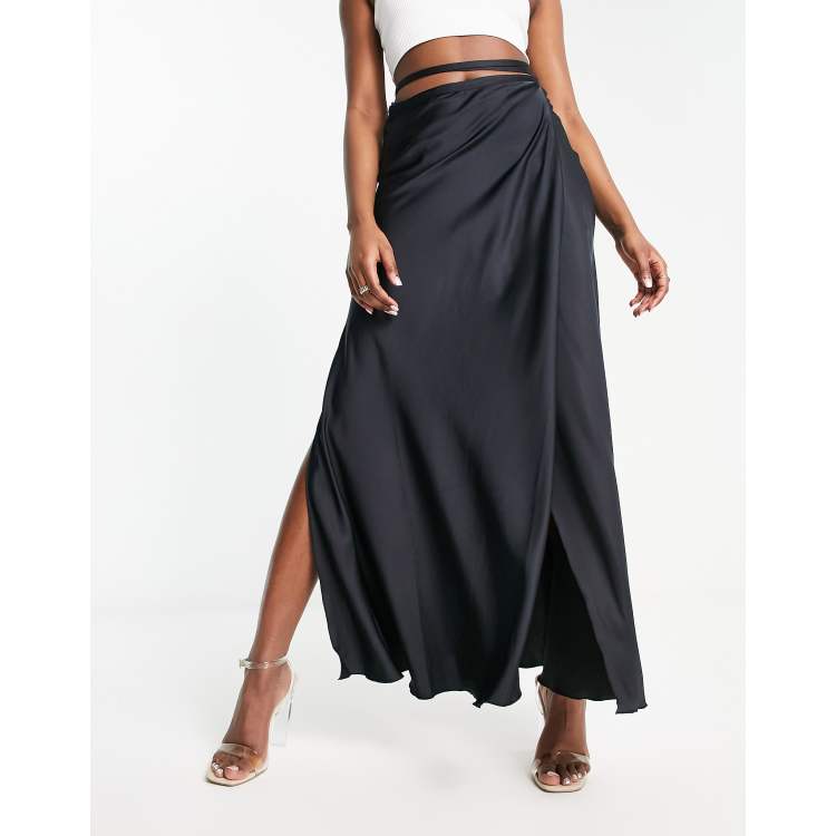 Midi wrap shop skirt silk