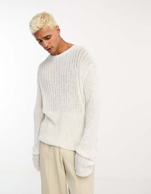 cotton chunky sweater off white – lille official