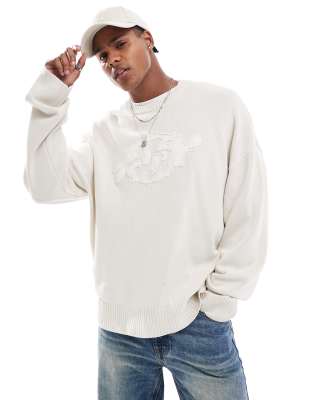Weekday Jose Graphic Sweater In Washed Gray