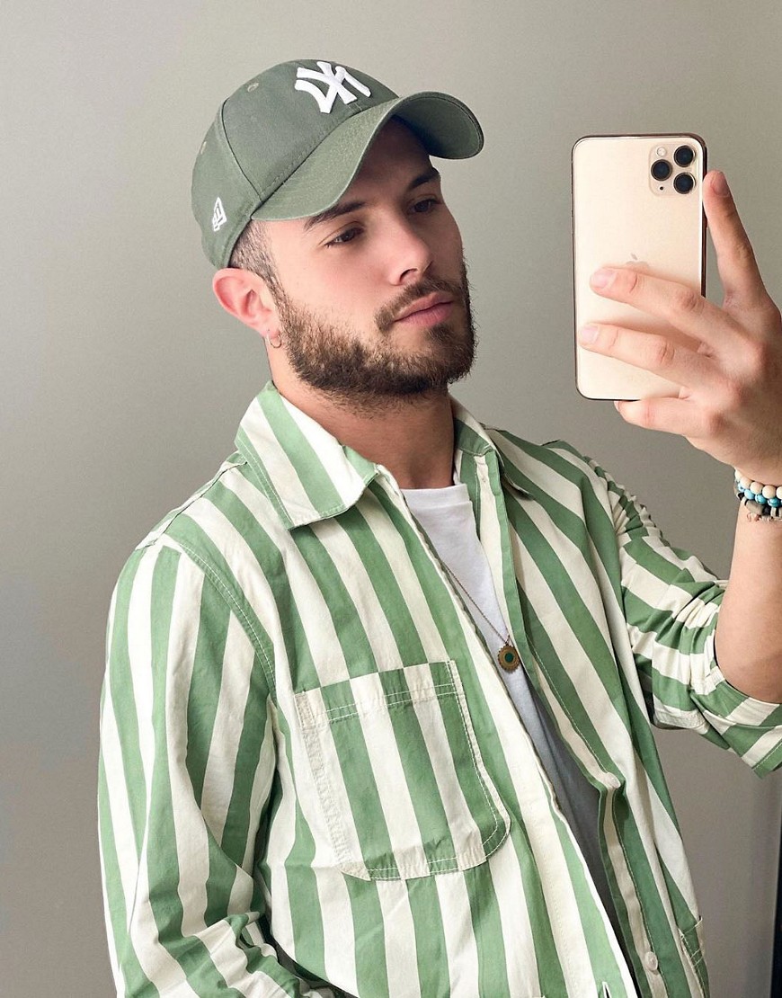 Weekday - Josh - Gestreept overshirt in groen