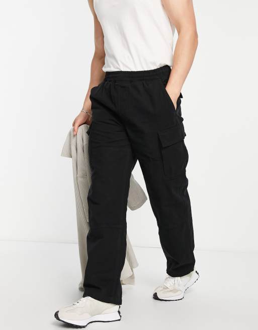 Weekday - Joshua - Pantalon cargo large - Noir délavé 