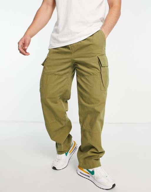 Weekday joshua wide cargo pants in khaki | ASOS