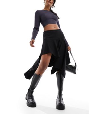 Joy asymmetric mini skirt in black