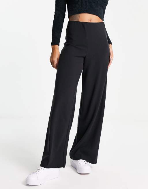 Weekday Julia wide leg tailored trousers in black | ASOS