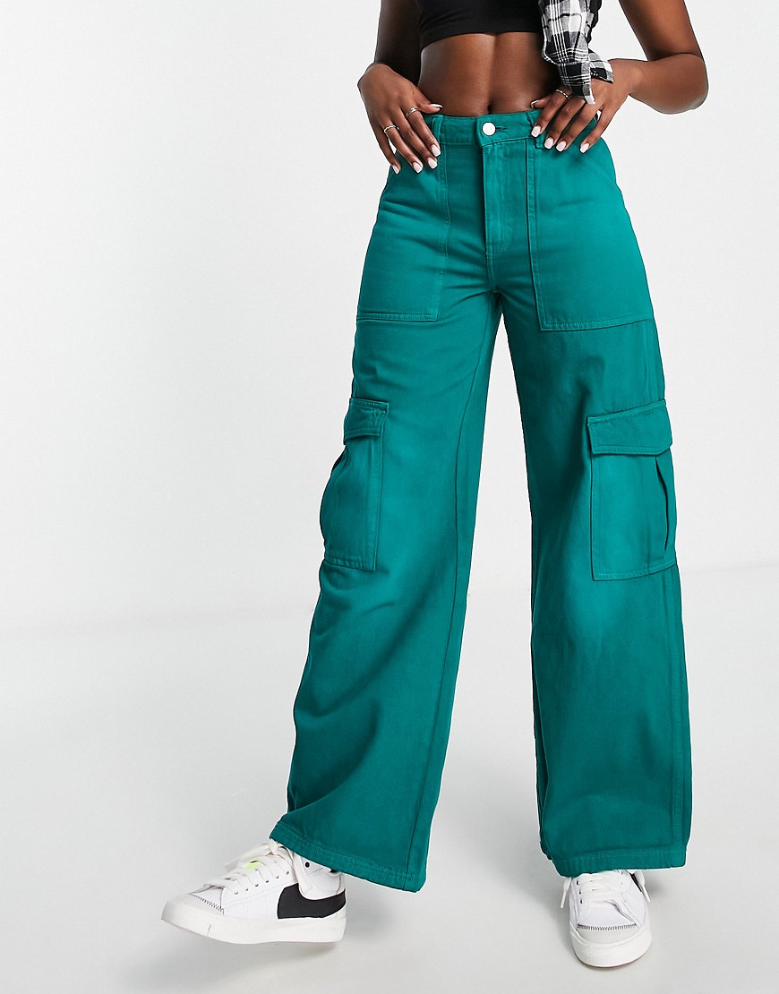 Weekday Julian cargo trousers in washed green