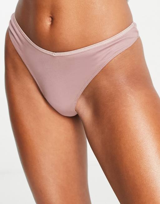 Weekday - Julie - Perizoma in cotone con davanti a V rosa polvere - LPINK