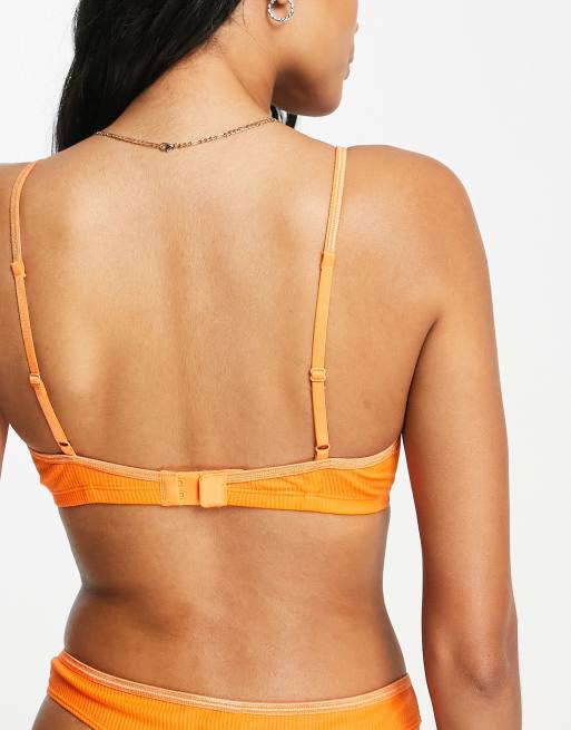 Weekday - Julie - Reggiseno a triangolo in cotone arancione vivace, 2 di 4