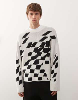Weekday Weekday jumper with broken graphic in off-white