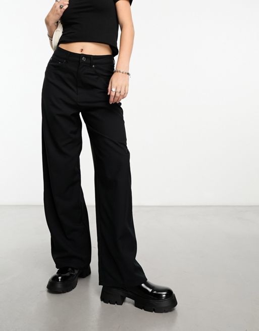 Weekday Junn slouch fit pants in black