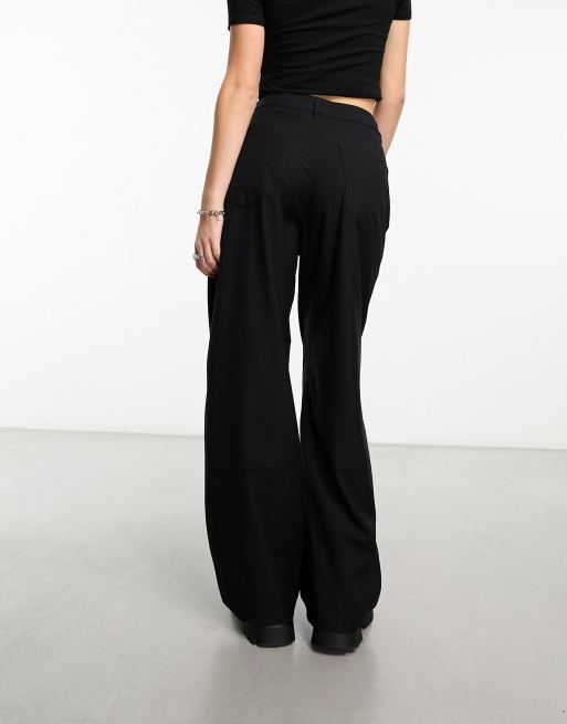 Weekday Junn slouch fit pants in black