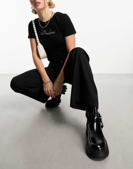 Weekday Junn slouch fit pants in black
