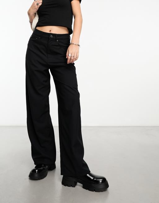 Weekday Junn Slouch Fit Trousers In Black 