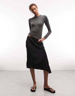 Weekday - Jupe asymétrique en satin - Noir