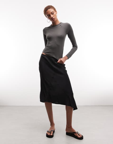 Weekday - Jupe asymétrique en satin - Noir - view 1