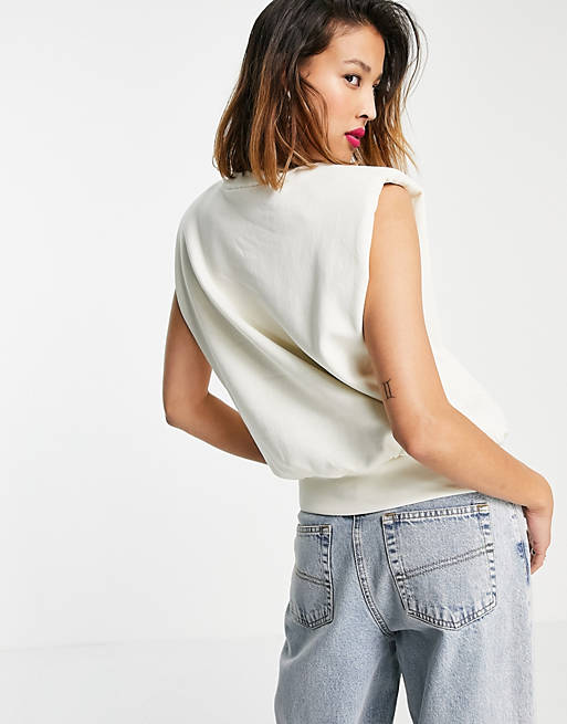  Weekday Kai organic cotton sleeveless sweatshirt in off white 