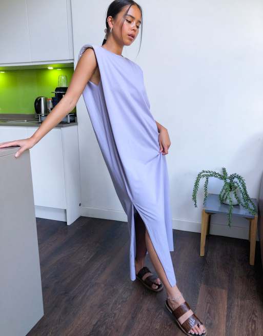 Weekday Kai Robe en jersey de coton avec paulettes Violet